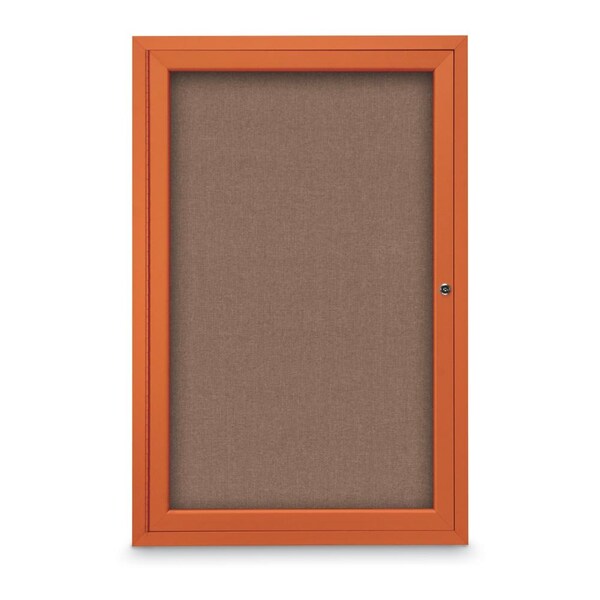 Slim Enclosed Corkboard, 18"x24", Bronze Alum Frame/Amethyst